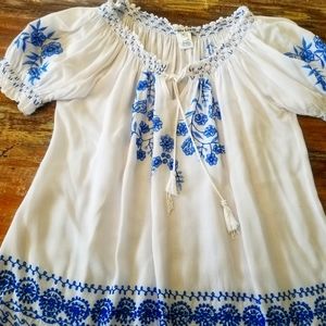 Embellished peasant blouse